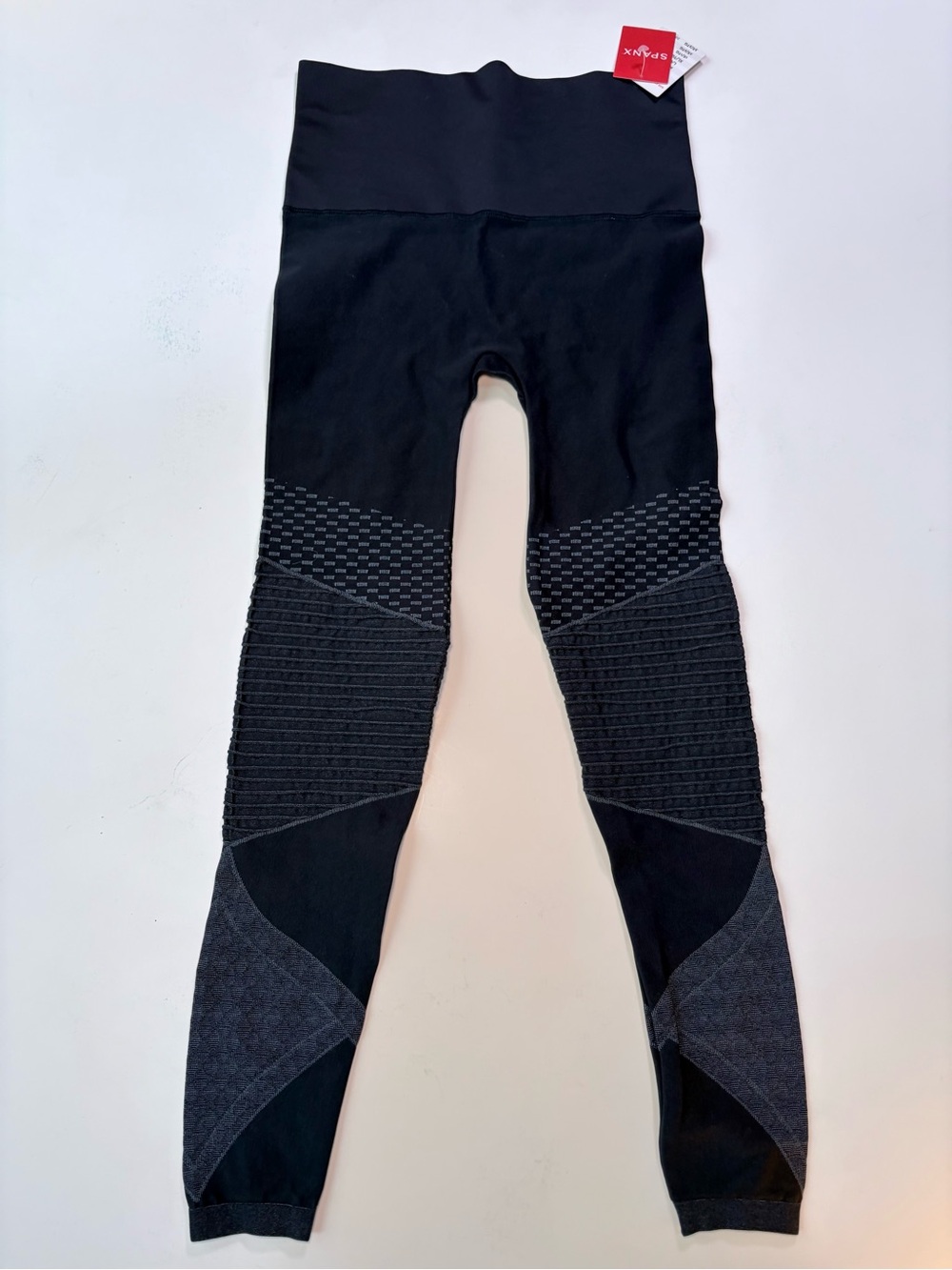 SPANX NWT Black & Charcoal Textured High-Waist Leggings